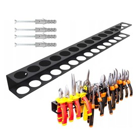 Qivine Screwdriver Plier Organizer Wall Mount, 14 Holes Screw Driver Holders Organizers Heavy Duty Metal tool organizers and storage Rack for Garage Workshop Workbench Tool Chest Cart