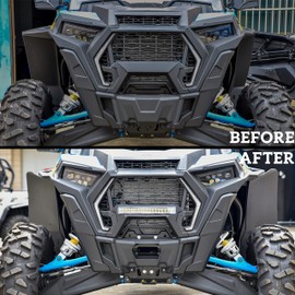 SAUTVS Front Mesh Grill with Light for RZR XP, Waterproof Black Mesh Grille with LED Light Bar for Polaris RZR XP 1000 XP4 Turbo 2019 2020 2021 2022 2023 Accessories (Compatible with Fang Lights)