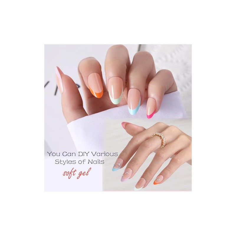 OPkssnails 300 uñas postizas francesas, uñas cortas almendra, preformadas, sin