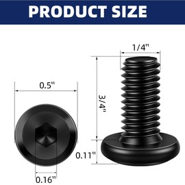 MewuDecor 1/4-20 x 3/4" Flat Head Socket Head Screw Furniture Bolts Countersunk Connector Screws, Stainless Steel 18-8 (304), Black Oxide, Fully Threaded, 25 PCS