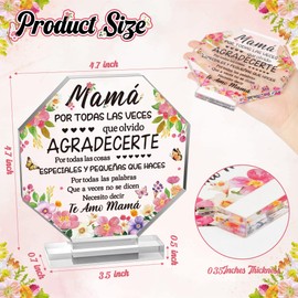 Yopyame Mother’s Day Acrylic Gift - Spanish Mom Birthday Plaque Sign Regalos para Mamá Acrylic Gift for Home Table Desk Shelf Decor Keepsake Gifts for Mom in Spanish Mother’s Gifts from Daughter Son