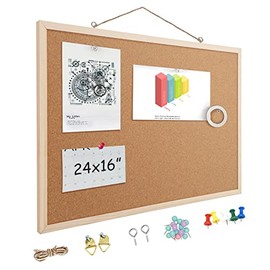 TOOCUST 24”x16” Wood Framed Bulletin Board Cork Boards for Walls,16”x24” Small Cork Boards for Walls with Frame,Bulletin Boards for Walls,Bulliten Board,Wall Boards for Office,Corkboards for Wall