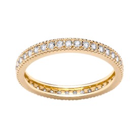 Old English Jewellers 9ct Yellow Gold on Silver CZ Full Eternity Band Ring size J to U (J)