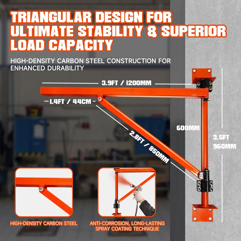 Wall Mount Jib Crane Hoist Bracket, 660lb Load Capacity Heavy