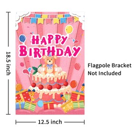 Maicaiffe Happy Birthday Garden Flag Double Sided, Girl's Birthday Yard Lawn Sign, Welcome Farmhouse Birthday Door Sign, Princess Girl Birthday Party Outdoor Garden Decorations Burlap, 12.5 x18.5 Inch