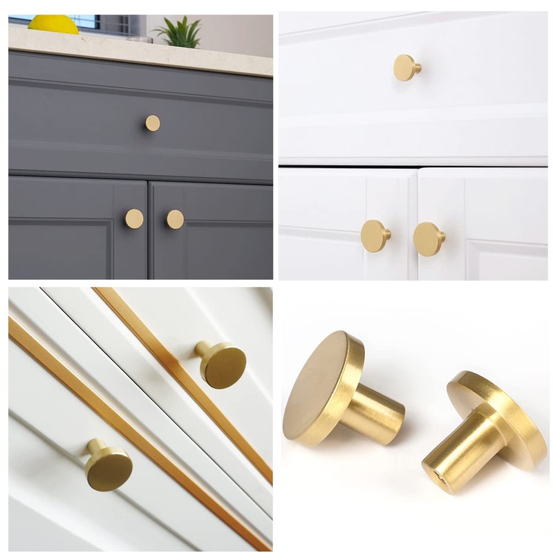 Lemiyoo 10 Sets Solid Brass Door Knobs, Round Drawer Handles,