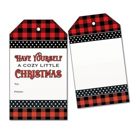 25 Have Yourself a Cozy Little Christmas Gift Tags - Buffalo Plaid, Red