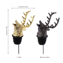 Mousyee Spirits Pourer, Zinc Alloy Pourer with Strong Strength, Vintage Polishing Deer Head Mould, Durable and Not Easy to Deform and Rusty for 18 mm-20 mm (Golden)