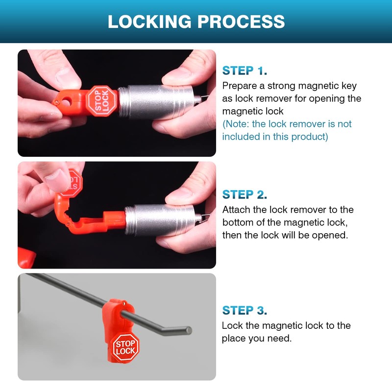 IRONWALLS 100PCS Peg Hook Locks Stop Locks, 6mm Plastic Stop