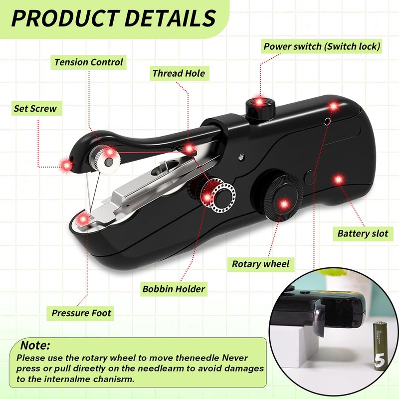 Handheld Sewing Machine,Electric Mini Portable Sewing Machine for Beginners &