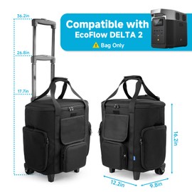 Xxerciz Carrying Bag Compatible with ECOFLOW DELTA 2, Power Station Storage Case with Wheels and Pull Rods, Portable Generator Rolling Bag with Multi-Pocket and Handle for Outdoors