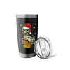 Skeleton Drinking Beer Retro Merry Christmas Light Santa Hat Stainless