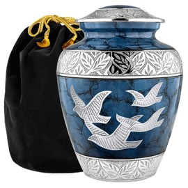 Trupoint Memorials Cremation Urns for Human Ashes, Decorative Burial Urn for Adult Men & Women – Large, Blue Birds