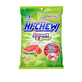 HI-CHEW Sweet & Sour Watermelon, Pack of 12 Mini Bags, 1.94oz each - Unique Fun Soft & Chewy Taffy Candy - Immensely Juicy Fruit Flavors - Individually Wrapped for Sharing