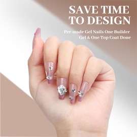 2 Packs Bling Coffin Press on Nails Cute Long Square Fake Nails with Vivid Color Fashion Glossy Gel Acrylic Reusable UV Finish Full Cover Stick on Nails for Women Girls Gradient Purple 24 PCS