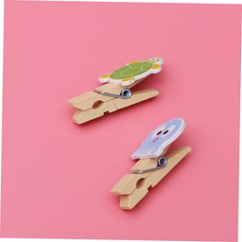 Ciieeo 10pcs Creative Cartoon Sea Animal Clips with Rope Photo Holders for Memo Notes Cards for Home Office Cafe Decor Natural Material Unique Design