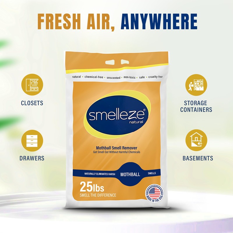SMELLEZE Natural Smell Eliminator Deodorizer: 25 lb. Bag Granules Takes
