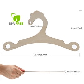 9" Kids Wooden Hangers; 24 Pack Wood Newborn Hangers for Closet and Baby Shower Crate Basket Infant Wooden Hangers for Baby Girl & Boy Toddler Children Suits Pants Hangers with Shoulder Notches