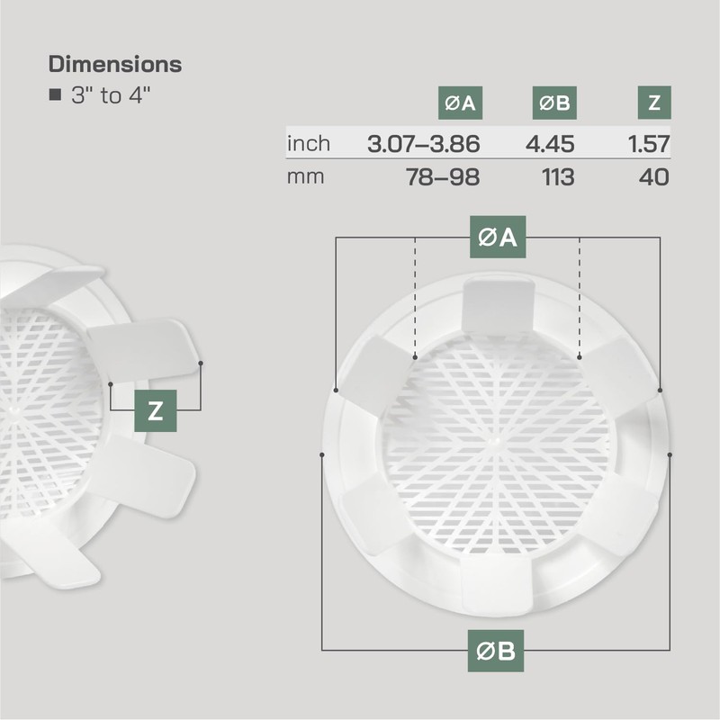 Vent Systems 78mm to 98mm Pack of 2 - White