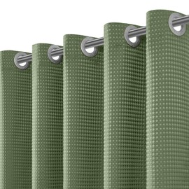 jinchan Olive Green No Hook Waffle Weave Shower Curtain Honeycomb Textured Waterproof Fabric Bathroom Set Modern Hotel Style Machine Washable 70x72 Inches