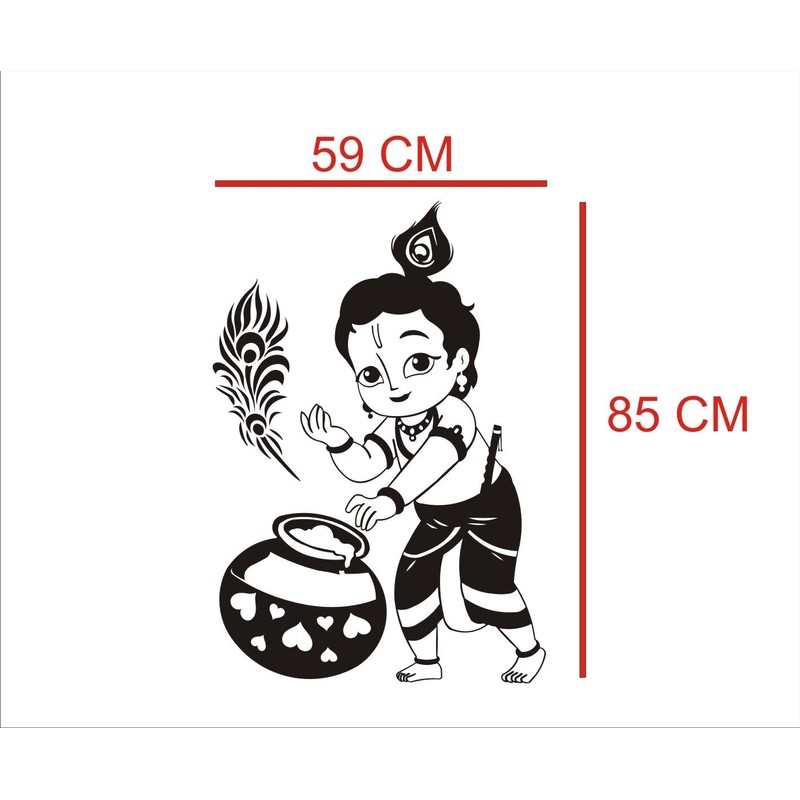 Heaven Decors Krishna Religious Wall Sticker Size (59 x 84)