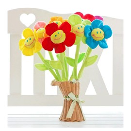 Justkeji Stuffed Artifical Flower,Plush Sunflower Bouquet with Bendable Stems, Stuffed Flower Home Decoration for Wedding Party Birthday Christmas (26 Inch, Green)