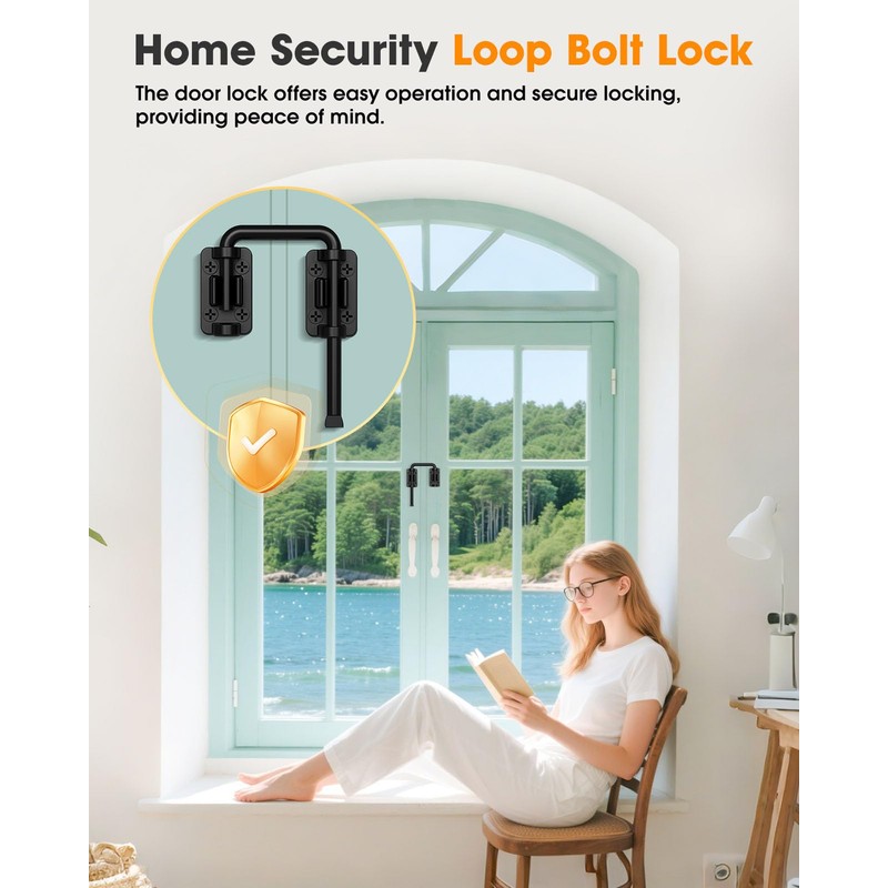 MeBantoo 2.36 Inch U Patio Sliding Door Loop Lock Latch