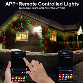Smart C9 Christmas Outdoor Lights, 66FT 100 LEDs, APP Remote Controlled RGB String Lights, DIY Chasing Xmas Lights, Color Changing with Timer & Music Sync for Holiday Xmas Tree Decoration…