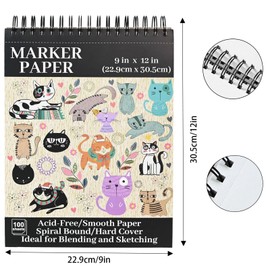 Ilyever Sketch Book for Kids, 9" x 12"Sketchbook,100 Sheets Drawing Paper Pad,Top Spiral Bound Sketch Pad,Art Supplies Ideal for Kids,Teens & Adults