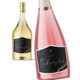 JoliCoon Best Sister Gift - Bottle Label - 9.3 x 7.8 cm - Gift Sister