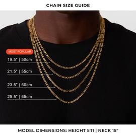 CRAFTD | Gold Figaro Link Chain | Durable 18K Gold & 316L Stainless Steel | Waterproof, Heat & Sweat Resistant | Gifts for Men, Mens Jewelry | Size 5MM | Length 21.5”