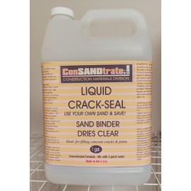 Consandtrate Crack-Seal 1 Gallon Concentrate. Add Water to Make up to 4 gallons. Apply to Dry Sand in Cracks to Bind in Place. Dries Clear.