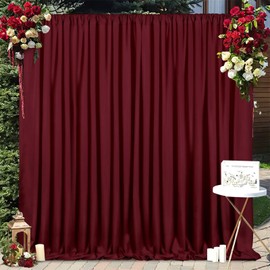 LuoluoHouse 10ftx8ft Burgundy Backdrop Curtains Polyester Backdrop Fabric Home Party Backdrop Drapes for Wedding Backdrops Panels Outdoor Christmas Decoration 2 Panels 5ft x 8ft
