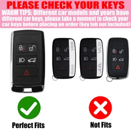 YIKECASE Key Fob Cover with Diamond Keychain Car Key Holder Compatible with Land Rover Range Rover Evoque Sport Vogue Discovery 5 Jaguar E I-PACE 2018-2023 Protector for Women, (Silver-Heart)