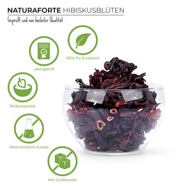 NaturaForte Hibiscus Flowers Dried 1kg - Highest Quality Natural Hibiscus Flowers for Hibiscus Tea, Fruity Sour Hibiscus Tea in Aroma Bag