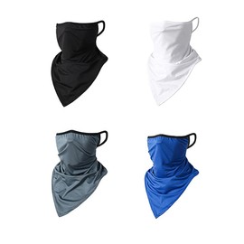 Scott Edward Scarf Mask Bandana with Ear Loops 3 Pack, Neck Gaiter Balaclava Dust UV Sun Protection Outdoors Face Mask for Women Men