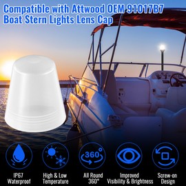 Saillong Replacement Boat Stern Light Cover Lens Cap Compatible with Attwood Boat Anchor 91017B7 Frosted Globe Screw On All Round Navigation Light Accessory