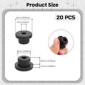 20PCS Rubber Grommets 3/8"(10mm) Drill Hole, 1/4"(6mm) ID Durable Black Silicone Top Hat Grommets for Automotive Firewall, Wiring Protection