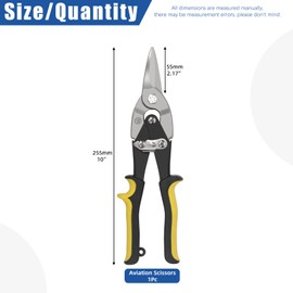 Glarks 1 x 255 mm / 10 inch aviation tin snip, long straight cut aviation snip heavy duty metal cutter scissors for cutting sheet metal, hard material, industrial quality