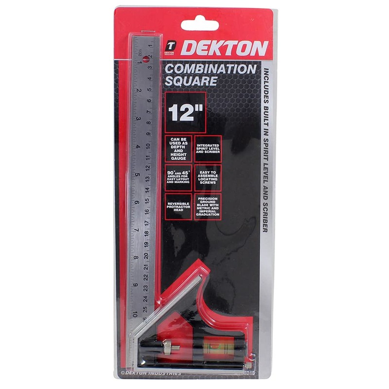 DEKTON DT55310 12 Combination Square, 240 V, Black/Red, Inch