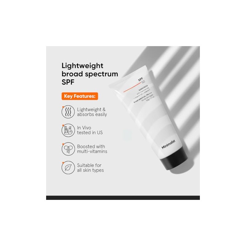 Minimalist Protector Solar Spf 50 Ligero Con Multi-Vitaminas Sin Blanco