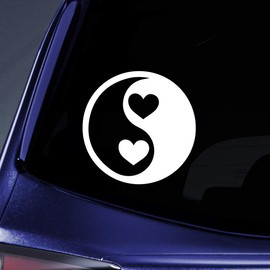Yin Yang Hearts Sticker Decal Notebook Car Laptop 5.5" (White)