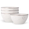 Noritake Platinum Wave 6" Rice Bowls, Set of 4