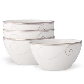 Noritake Platinum Wave 6" Rice Bowls, Set of 4