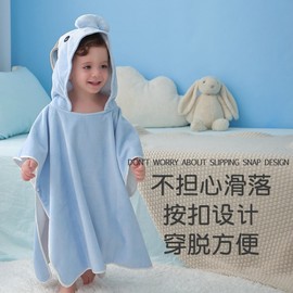Kids' Dinosaur Hooded Bathrobe - Quick-Drying Absorbent Cartoon Bath & Beach Towel 60*120/Blue Dinosaur 4ea