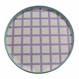 schone Patterned Paper Plates – 8 Pack 24cm Disposable Plates with Pastel Gingham Design for Parties and Picnics – Assorted Colours (Purple)