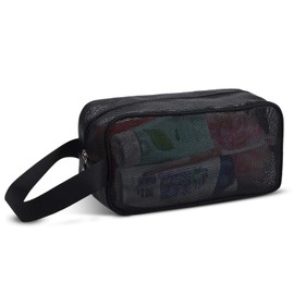 Moyad Mesh Shower Caddy Portable Toiletry Bag College Dorm Room Essentials for Girls Guys Gym Bag Camping Organizer Hanging Bathroom Mesh Bag, Black