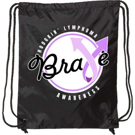 inktastic Brave Hodgkins Lymphoma Awareness Violet Ribbon Drawstring Bag Black 32900