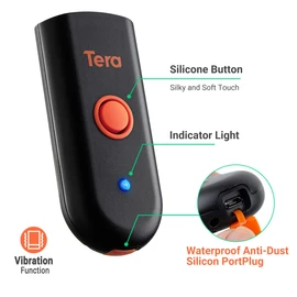 Tera Barcode Scanner Portable 1D 2D QR Wireless: Works with Bluetooth 2.4G Wireless USB Wired Waterproof Shockproof Pocket Mini Bar Code Reader for Warehouse Management Retail Model 1200