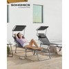 SONGMICS Sun Lounger, Patio Chaise Lounge Chair, Folding, with Canopy,